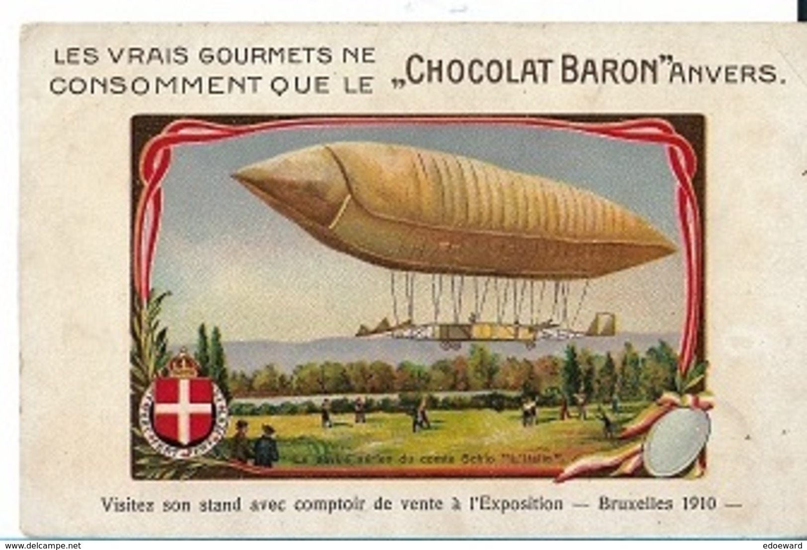 Z11/ RECLAMEKAART CHOCOLADE BARON   Nav EXPO BRUSSEL 1910 - Dirigeables