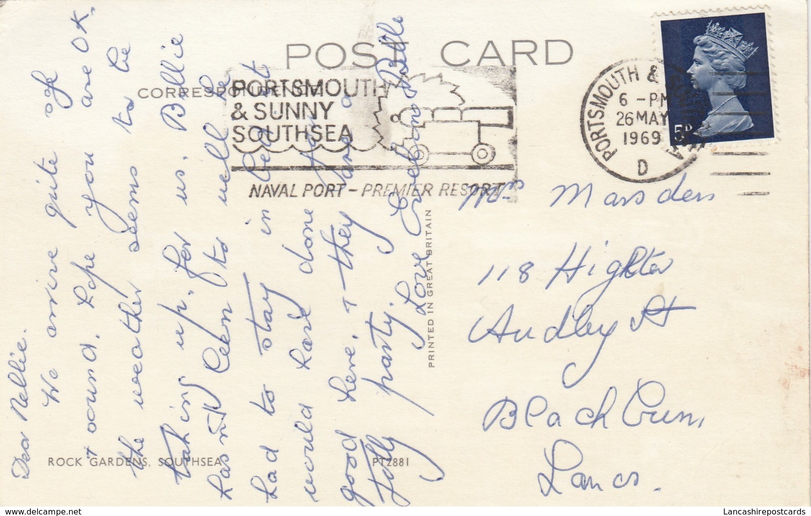 Postcard Rock Gardens Southsea With Portsmouth Naval Port Slogan Cancel PU 1969 My Ref  B13032 - Other & Unclassified