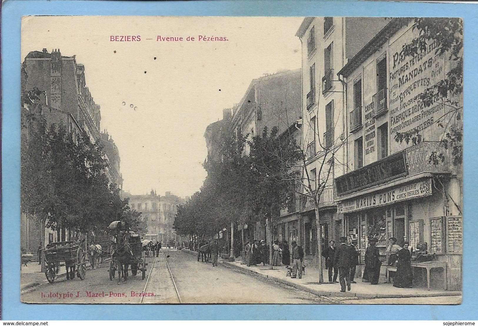 Béziers 34 Avenue De Pézenas 2scans 16e Corps D'Armée Hôpital Temporaire N°29 Béziers Médecin Chef Papeterie Marius Pons - Beziers