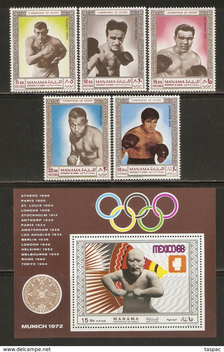 Manama 1969 Mi# H 152-M 152, Block B 33 A ** MNH - Famous Athletes: Boxing / Summer Olympics, Mexico '68 - Zomer 1968: Mexico-City