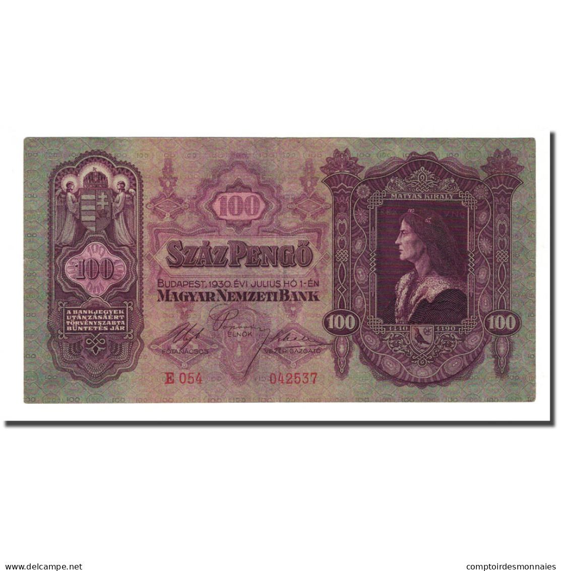 Billet, Hongrie, 100 Pengö, 1930-07-01, KM:112, SUP - Hongrie