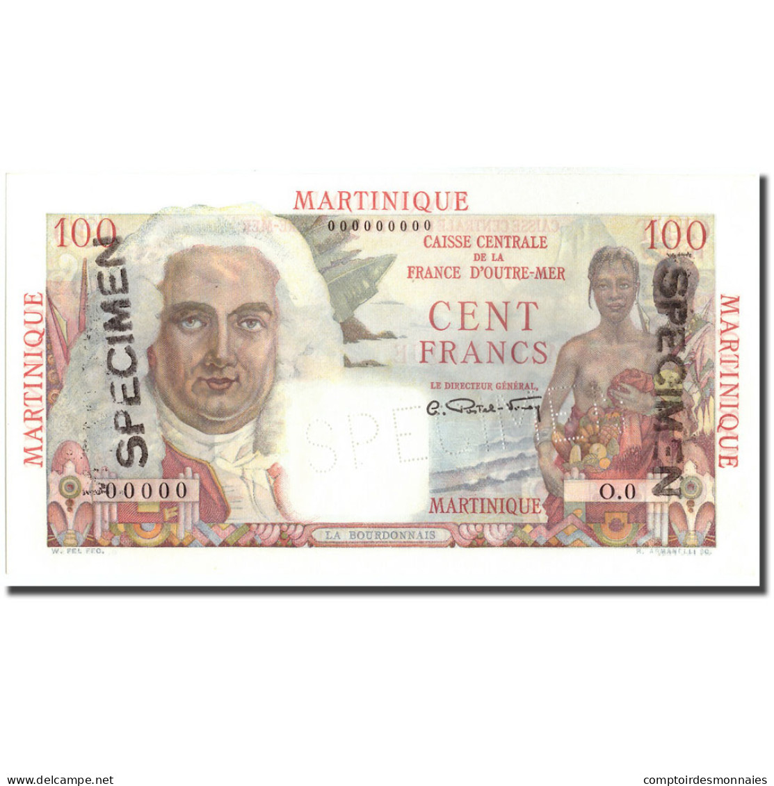 Billet, Martinique, 100 Francs, Undated (1947-49), Specimen, KM:31s, NEUF - Specimen