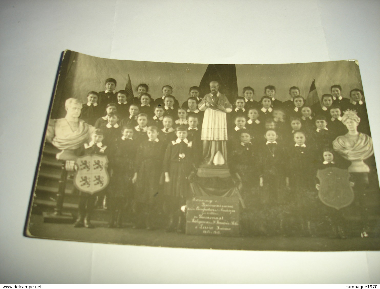 RARE CPA PHOTO !! LEUZE EN HAINAUT ( TOURNAI ATH ) - HOMMAGE A L'AMERIQUE WW1 1914 1918 ( PENSIONNAT ST FRANCOIS ) - Leuze-en-Hainaut