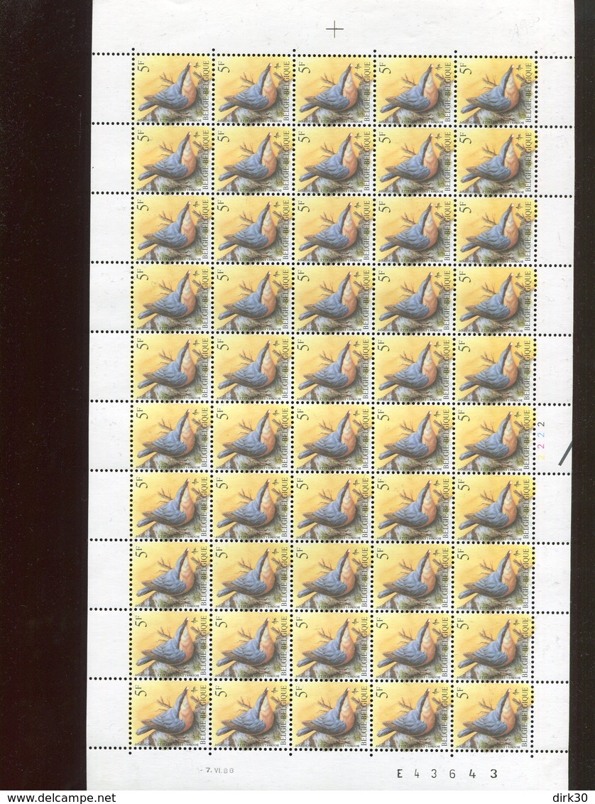 Belgie 2294 Buzin Vogels Birds 5Fr FULL SHEET 7/6/1988 Plaatnummer 2 - 1985-.. Oiseaux (Buzin)