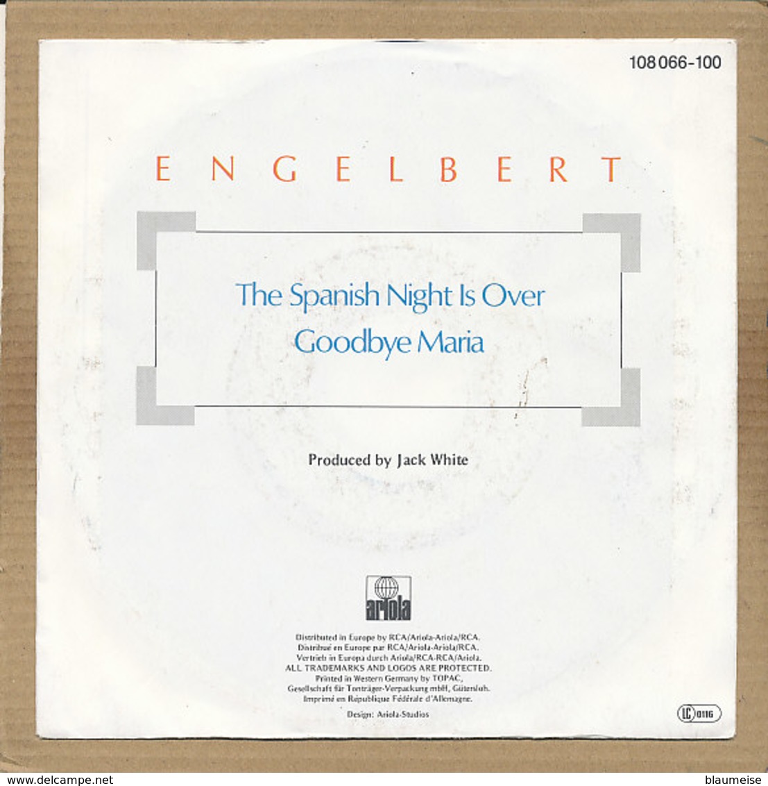 7" Single, Engelbert, The Spanish Night Is Over - Disco, Pop