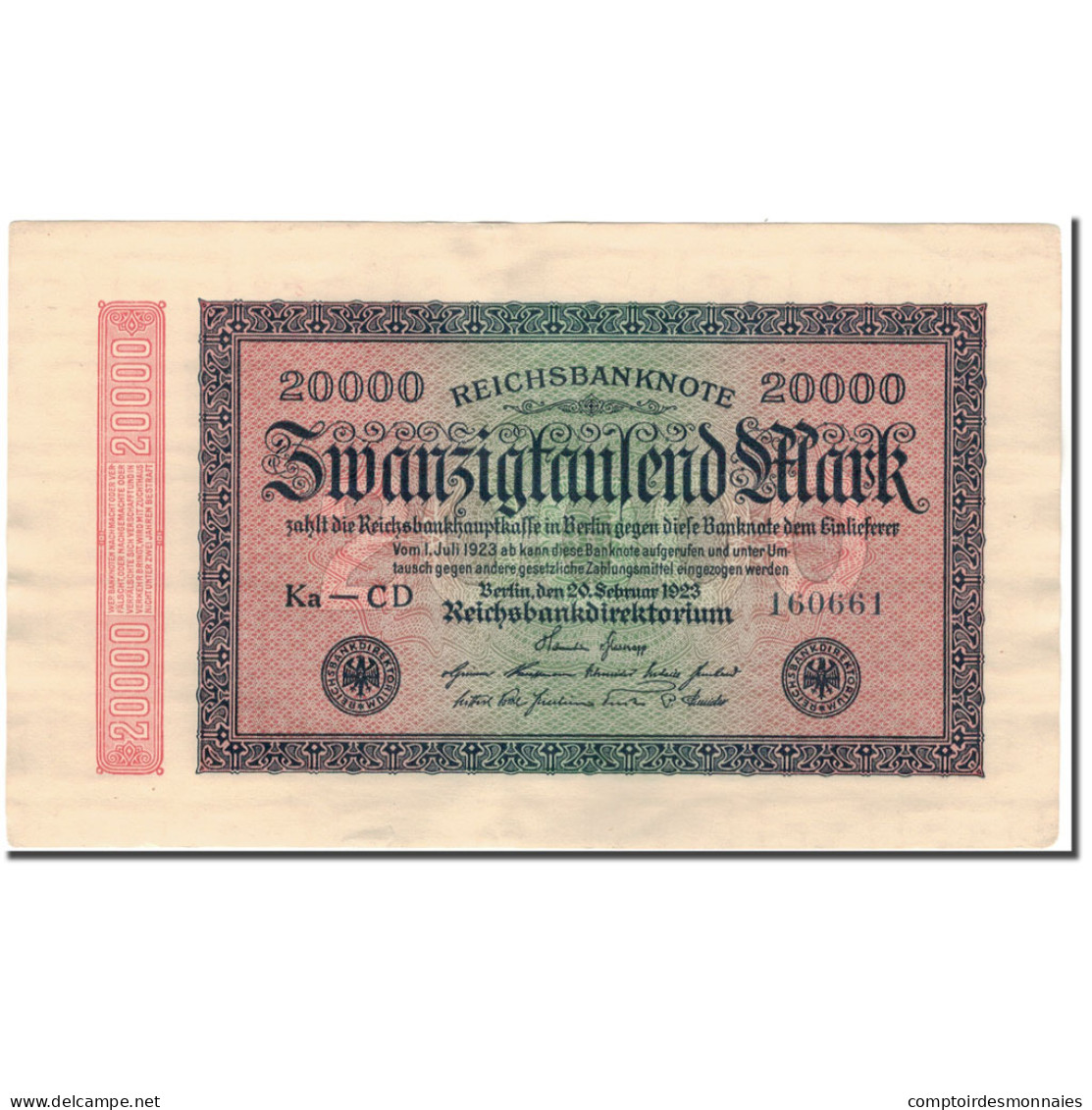 Billet, Allemagne, 20,000 Mark, 1923, KM:85e, SUP - 20000 Mark