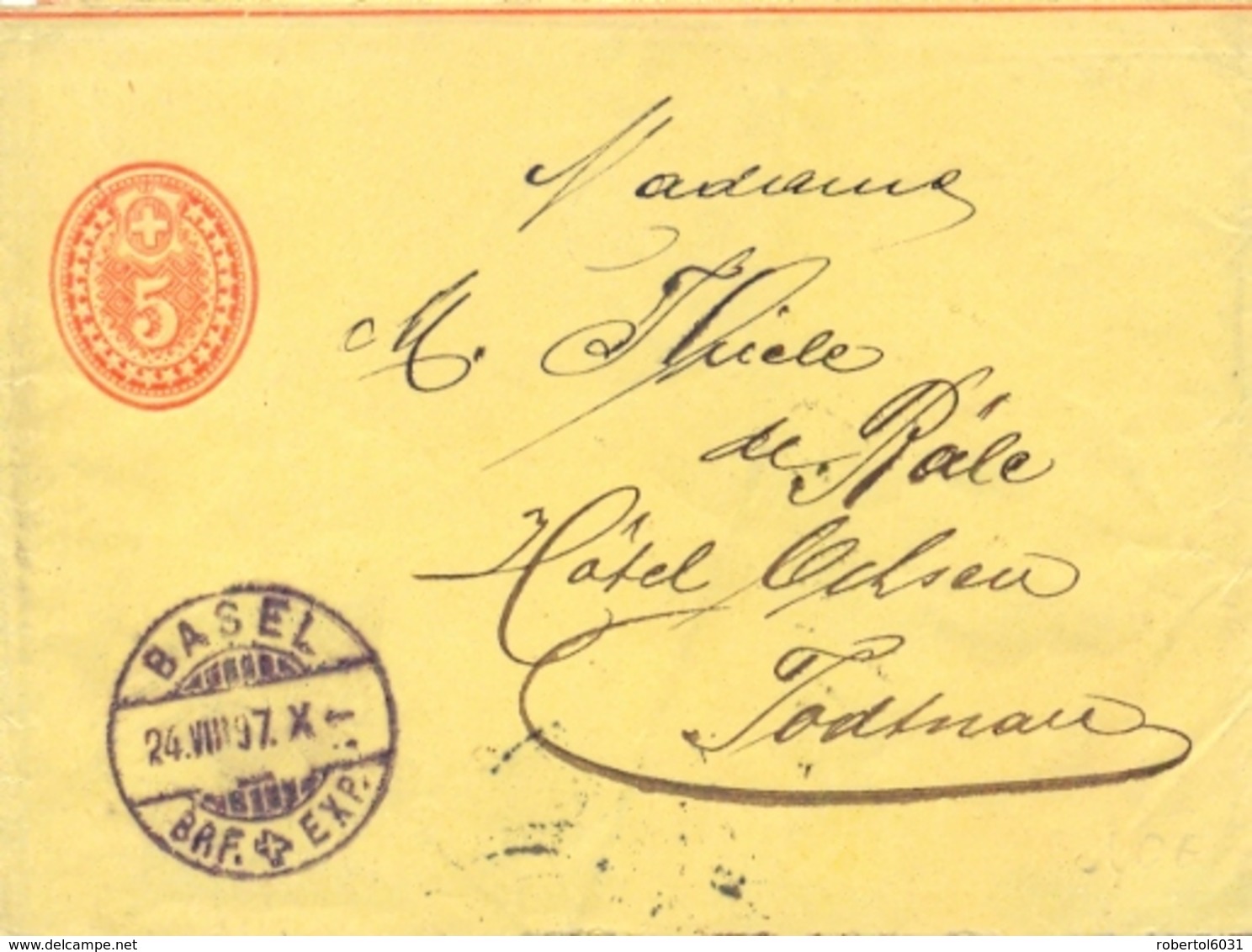 Switzerland 1897 Postal Stationery Wrapper 5 C. From Basel - Interi Postali