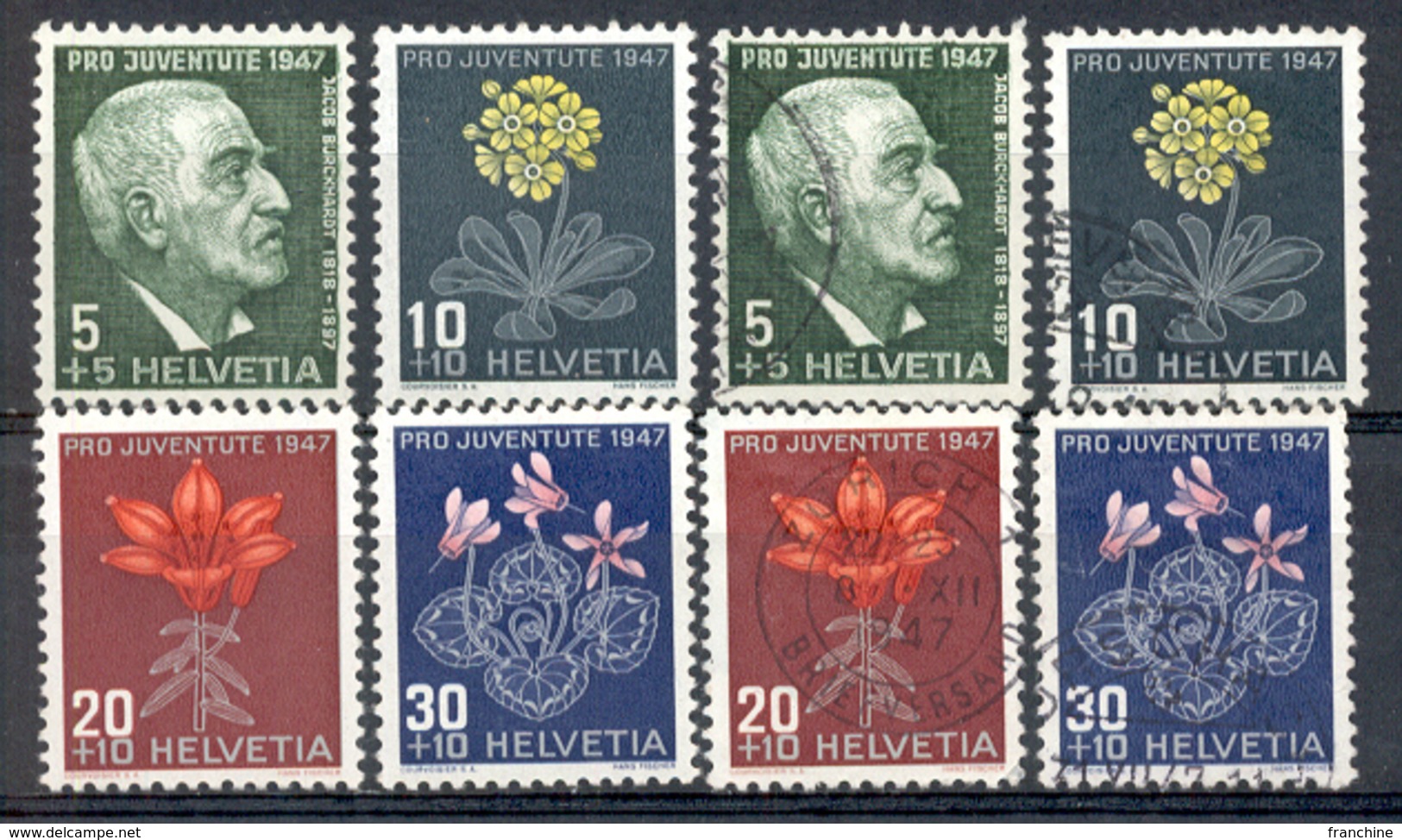 LIQUIDATION TOTALE : 1947 - Zu N° 121/124 - Mi N° 488/491 - Yv N° 445/448 - ** (MNH) Et Oblitérés (o) - Neufs