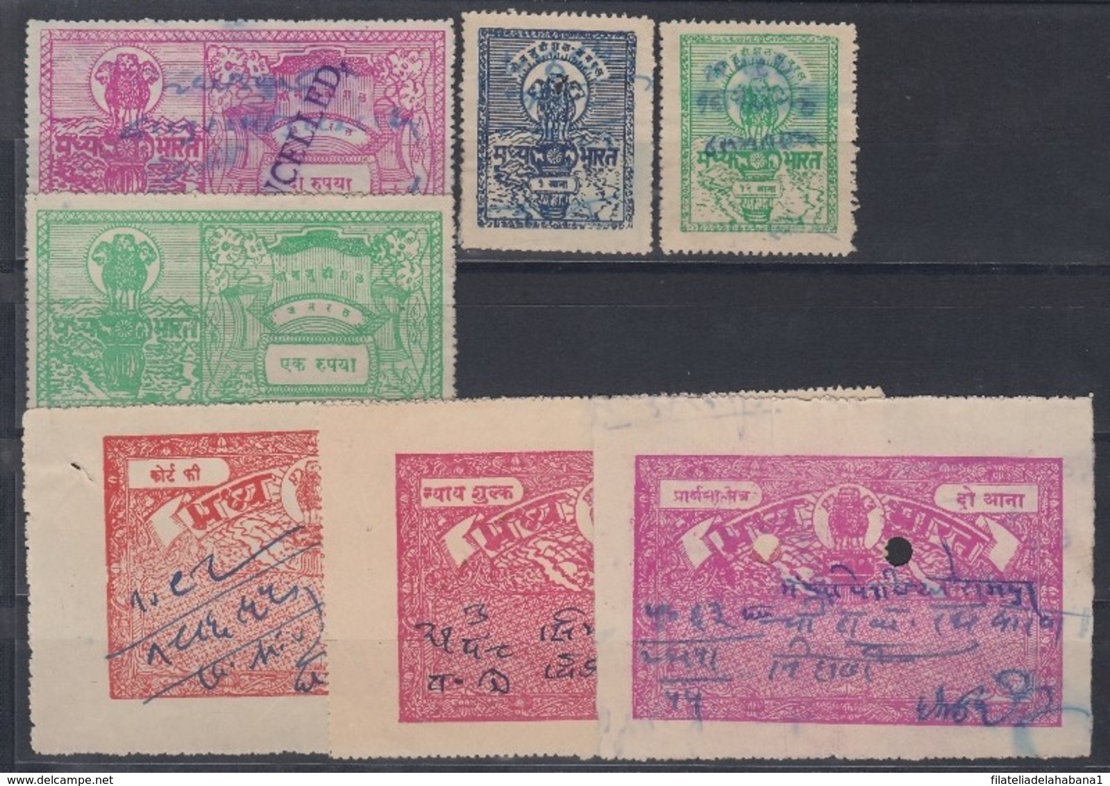 F-EX16049 INDIA INDEPENDENCE CENTRAL INDIA REVENUE ALL DIFFERENT. - Otros & Sin Clasificación