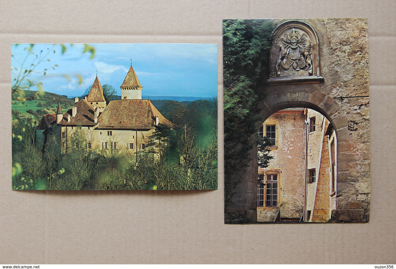 La Sarraz (Suisse, Vaud), Château Du Millieu Du Monde, Lot De 2 Cartes Postales Grand Format - La Sarraz