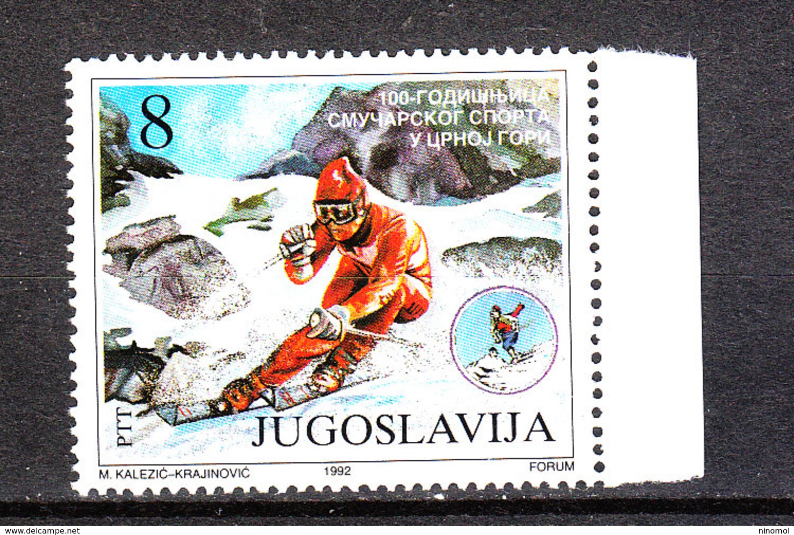 Jugoslavia - 1992. Anniv. Dello Sci In Montenegro. Sci Alpino. Anniversary Of The Ski In Montenegro. MNH - Ski