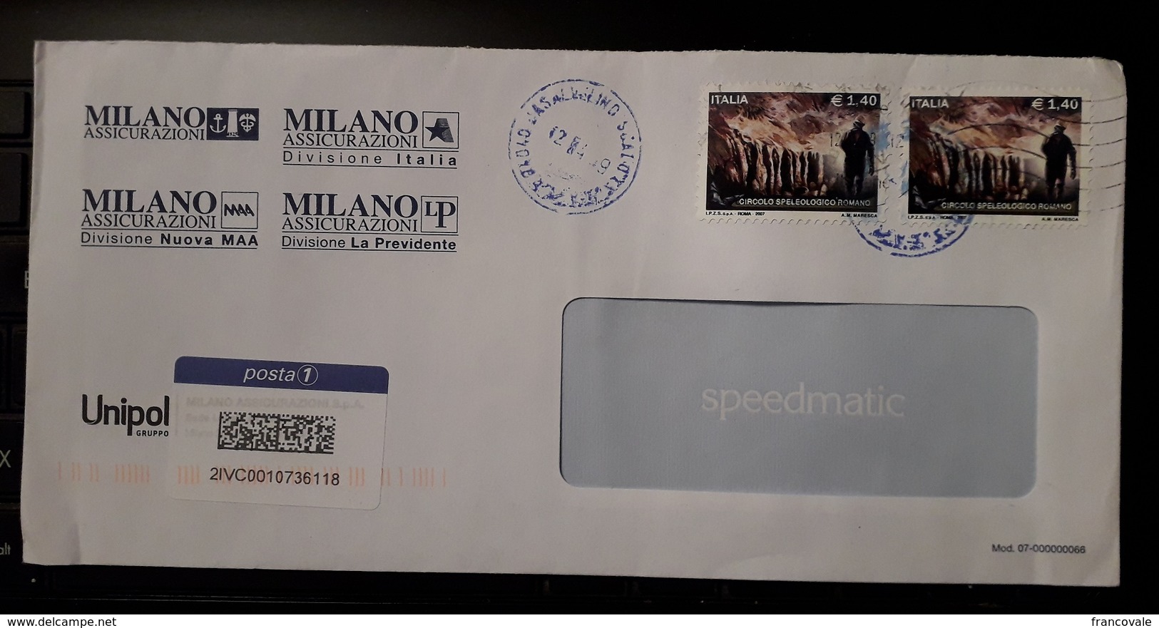 Italia 2019 Storia Postale Coppia Circolo Speleologico 2007 Su Busta Tariffa 2,80 Posta1 - 2011-20: Storia Postale