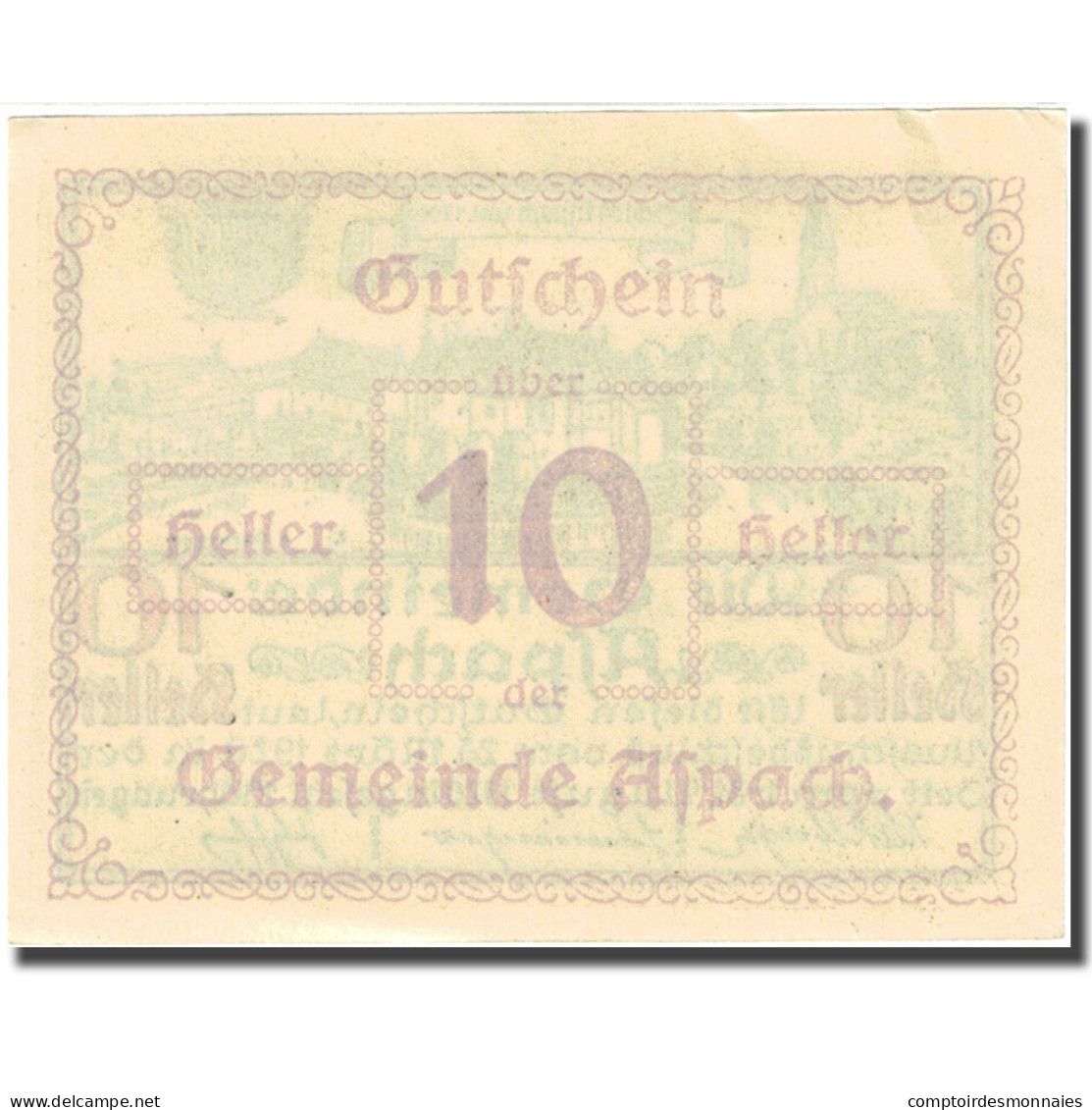 Billet, Autriche, Aspach, 10 Heller, Château, 1920-08-31, SUP+ Mehl:FS 57c - Autriche