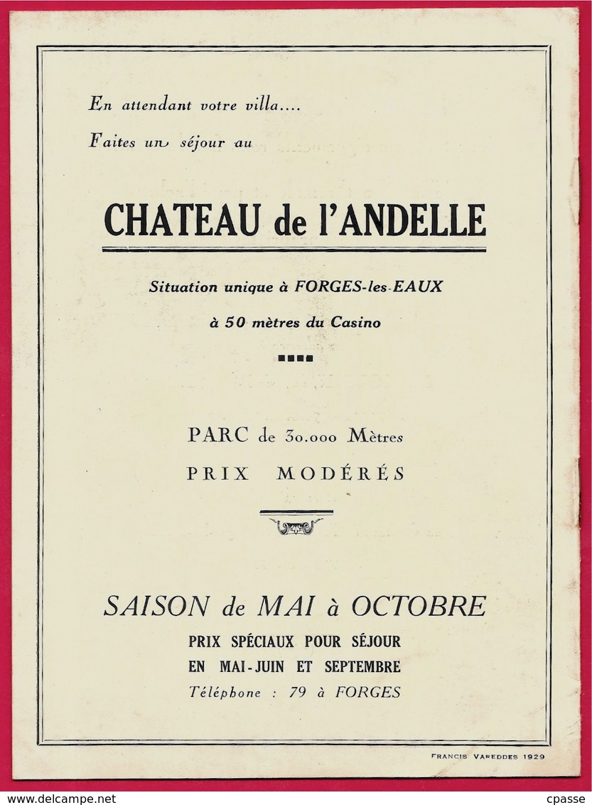 Fascicule publicitaire sur la STATION THERMALE de 76 FORGES-les-EAUX avec Plan du Parc de l'Epinay ...(Tous les Scans)