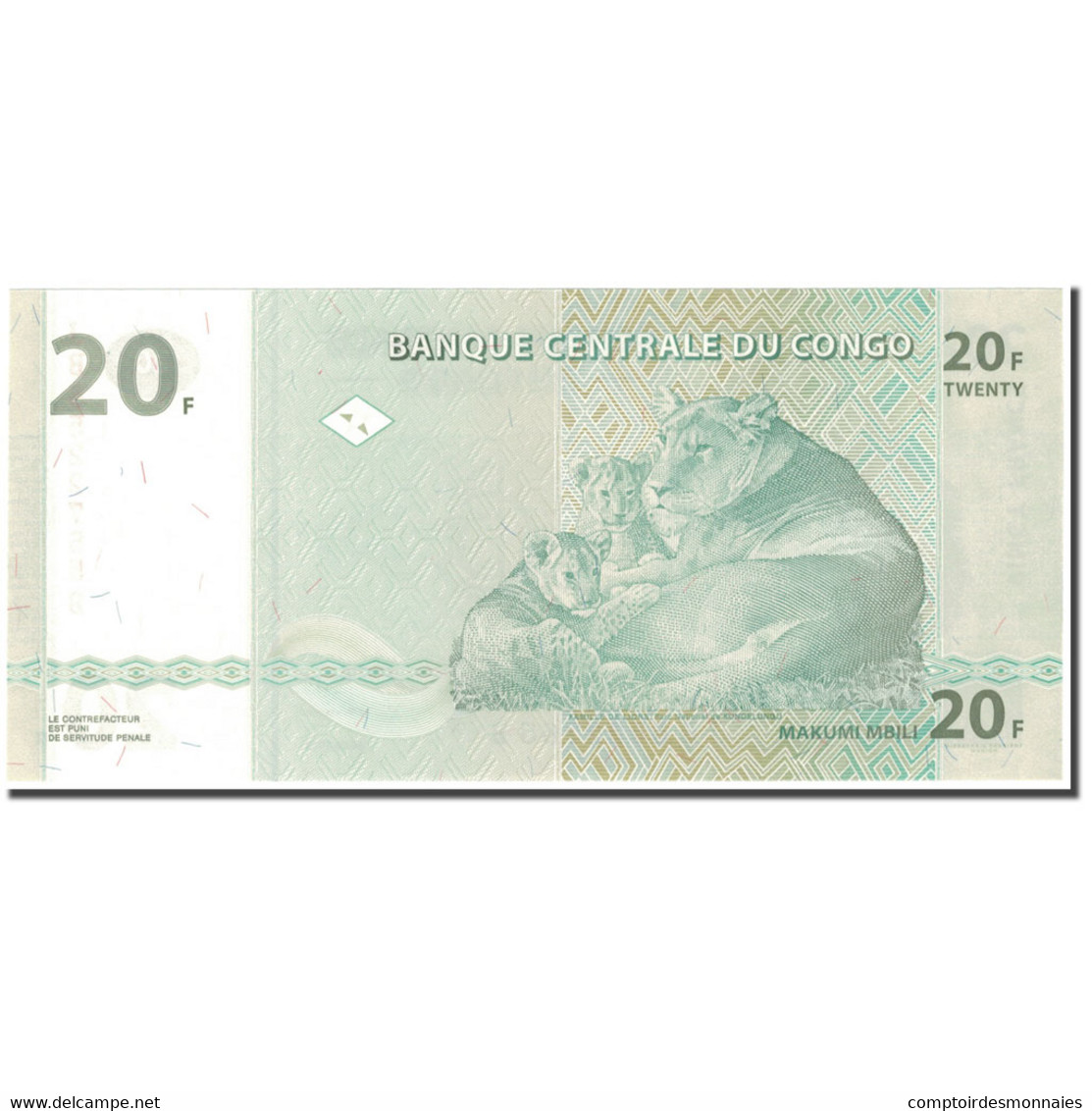 Billet, Congo Democratic Republic, 20 Francs, 2003-06-30, KM:94a, NEUF - Demokratische Republik Kongo & Zaire