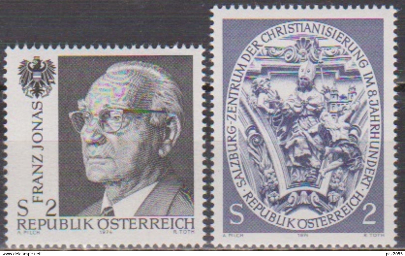 Österreich 1974 Nr.1458-1459 ** Postfr.Tod Von Fr. Jonas, Salzburg Zentr. Der Christianis.( 9172) Günstige Versandkosten - Ungebraucht