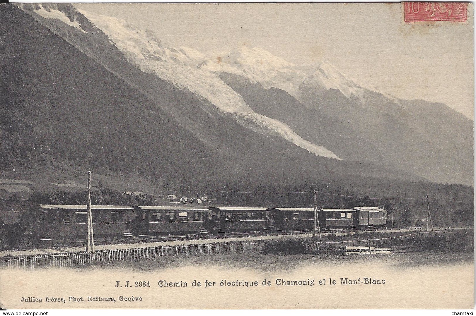 74 CHAMONIX MONT BLANC TRAIN PLM SNCF A VOIX METRIQUE VERS LES MOUSSOUX JULLIEN FRERES JJ 2984 - Chamonix-Mont-Blanc