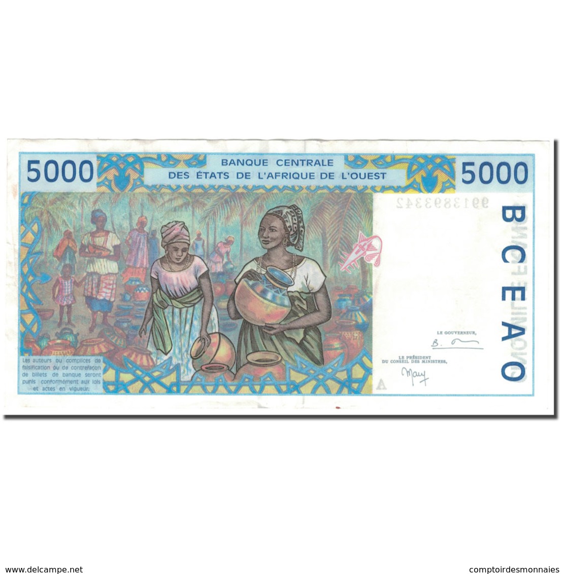 Billet, West African States, 5000 Francs, KM:113Ai, TTB - États D'Afrique De L'Ouest