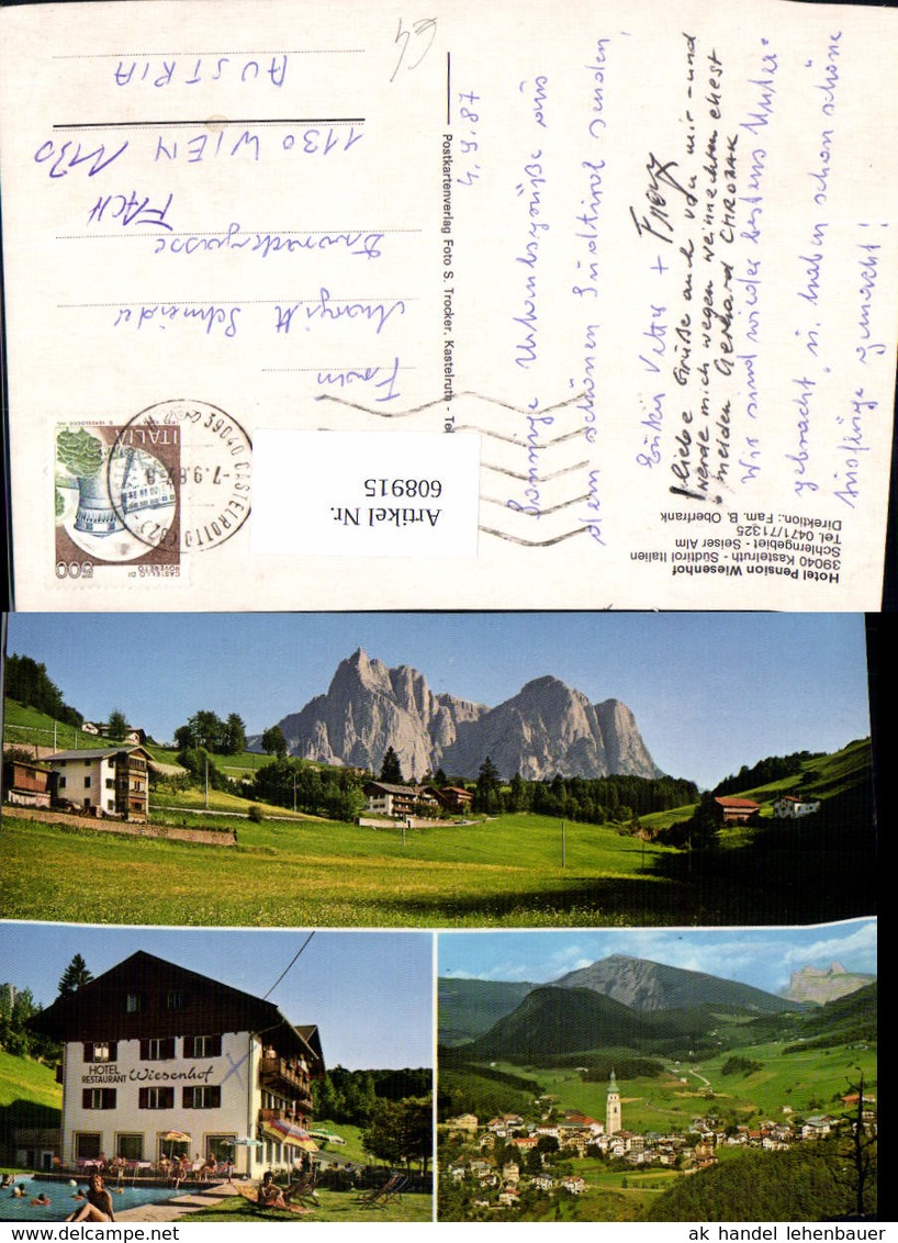 608915,Mehrbild Ak Kastelruth Schlerngebiet Seiser Alm Hotel Pension Wiesenhof Italy - Sonstige & Ohne Zuordnung