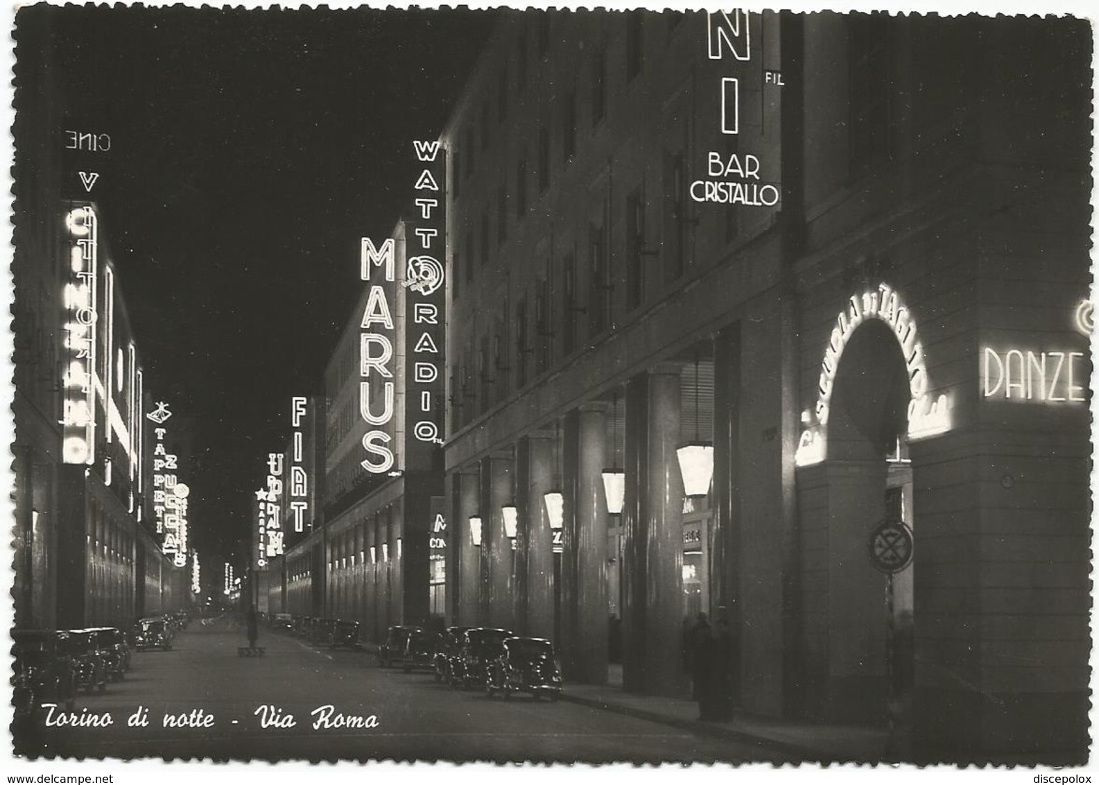 W2558 Torino - Via Roma - Notturno Notte Nuit Night Nacht Noche / Viaggiata 1950 - Altri & Non Classificati