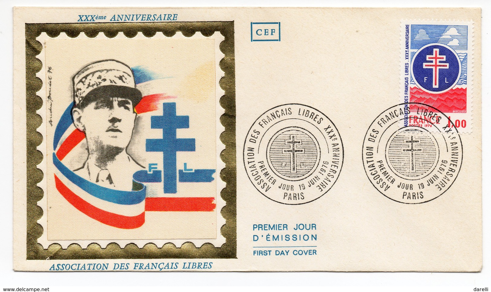 FDC France 1976 - Association Des Français Libres - YT 1885 - Paris - 1970-1979