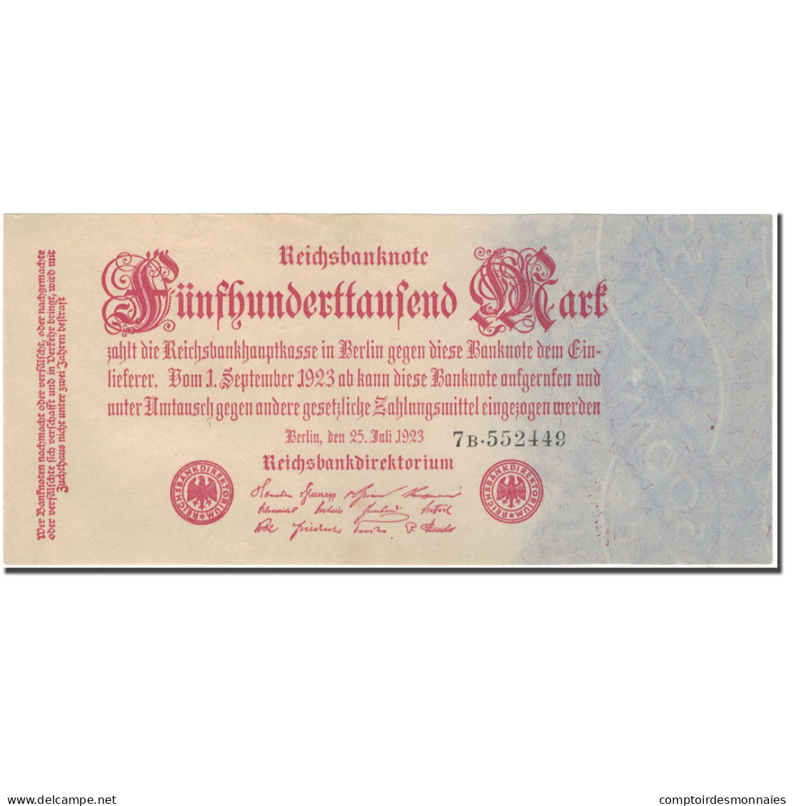 Billet, Allemagne, 500,000 Mark, 1923, KM:92, TTB+ - 500.000 Mark