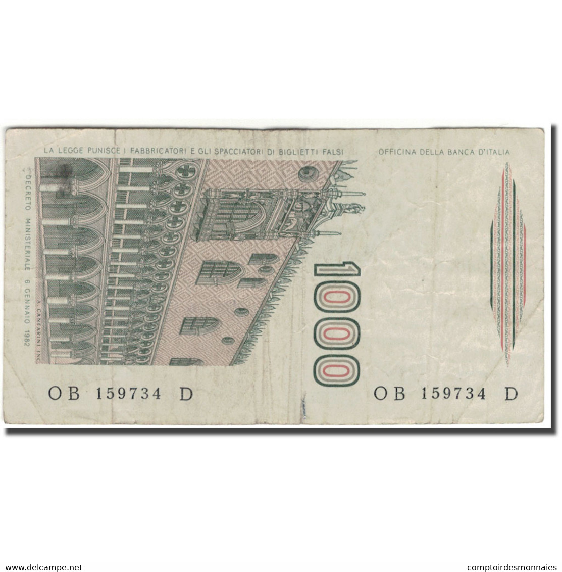 Billet, Italie, 1000 Lire, 1982-01-06, KM:109a, TB - 1000 Lire