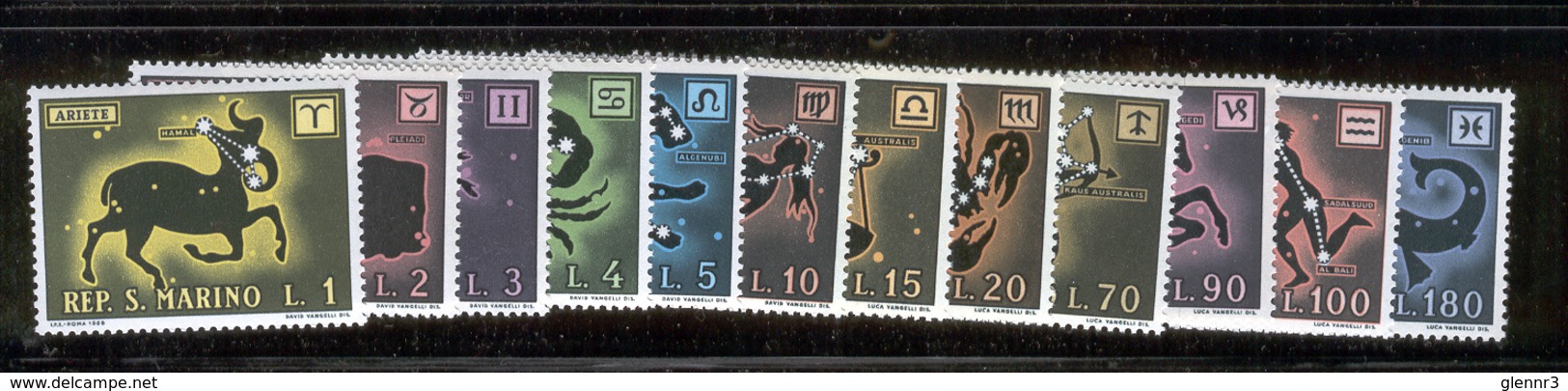 SAN MARINO 1970 Astrology Signs Of The Zodiac Scott Cat. No(s). 716-727 MNH - Unused Stamps