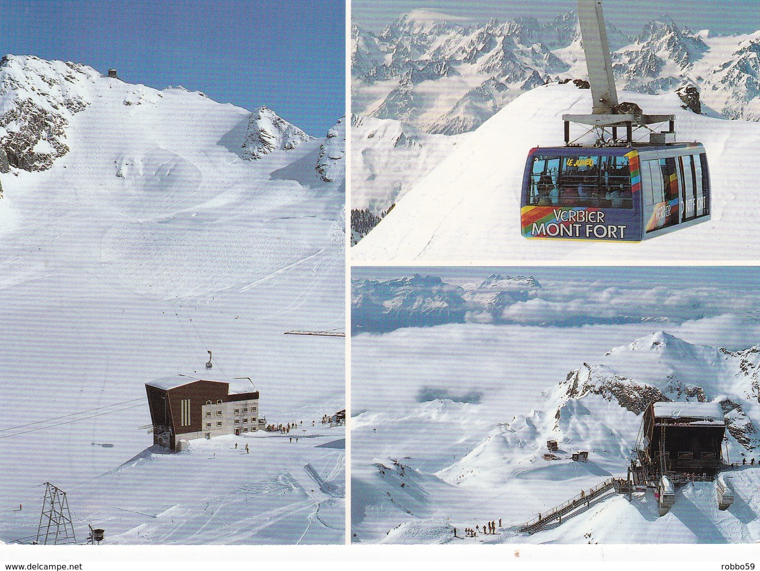 Switzerland Verbier Ski Resort Various Views Postcard Geneva 1995 Postmark Used Good Condition - Genève