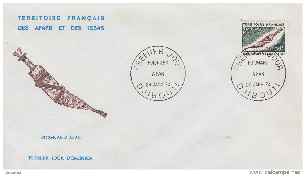 Enveloppe  FDC  1er  Jour  TERRITOIRE  FRANCAIS   Des   AFARS  Et  ISSAS   Poignard  Afar   1974 - Autres & Non Classés
