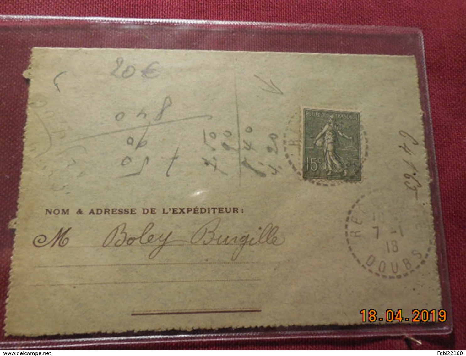 Carte Lettre En FM De 1918 - Lettres & Documents