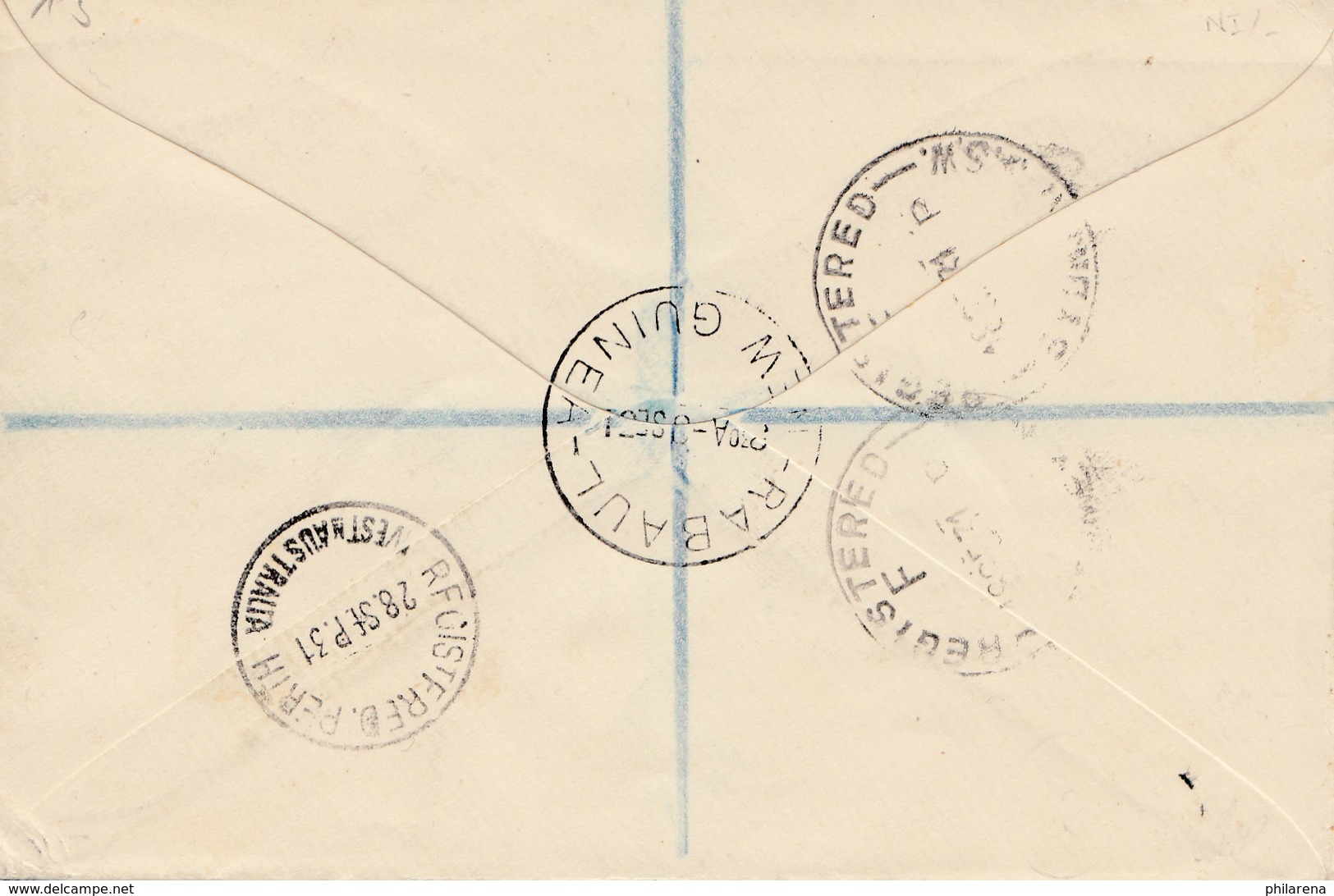 New Guinea: 1931: Registered Postcard Air Mail Rabaul To England - Papouasie-Nouvelle-Guinée