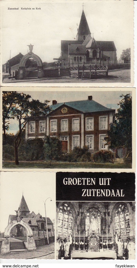 !! Zutendaal - 3 Cpa - Zicht Op Kerk - Pastorie En Groeten Uit - Zutendaal