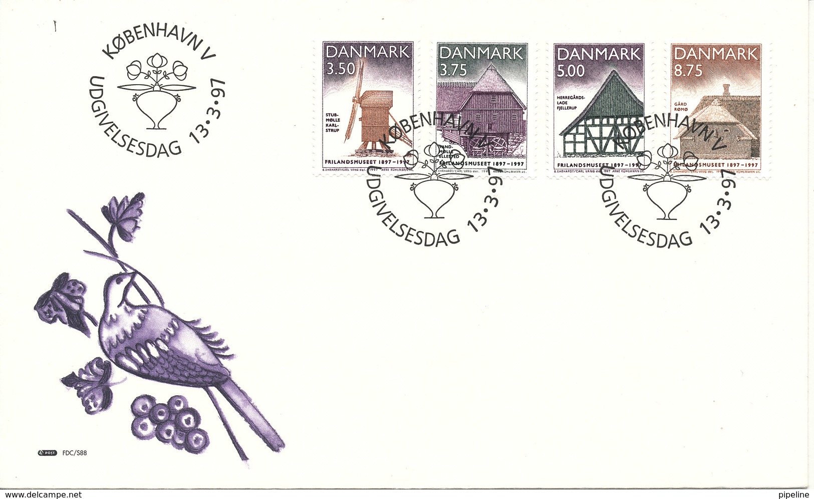 Denmark FDC 13-3-1997 Open Air Museum Complete Set Of 4 With Cachet - FDC