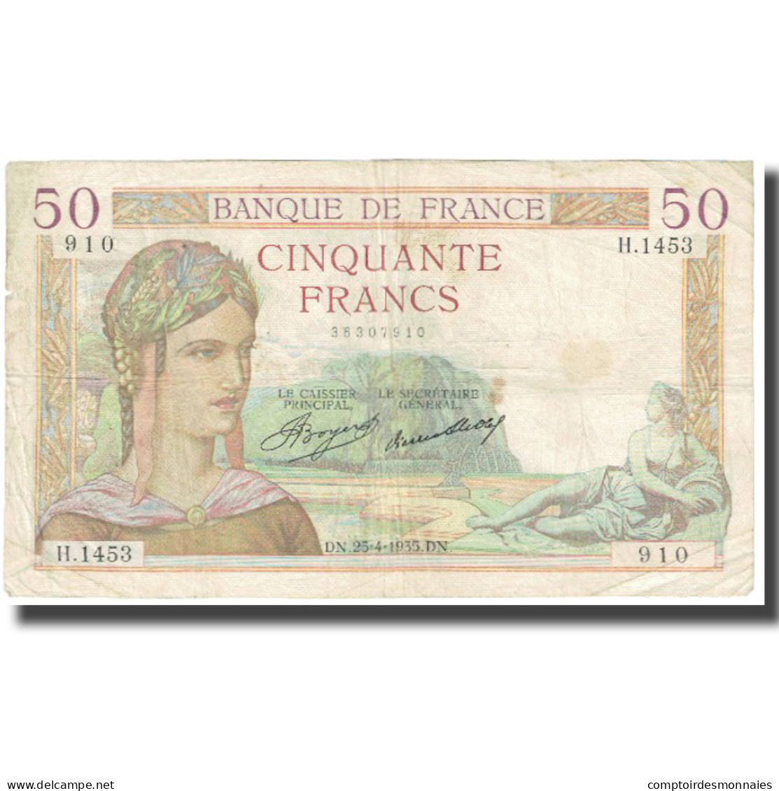 France, 50 Francs, 1935, 1935-04-25, TB, KM:81 - 50 F 1934-1940 ''Cérès''