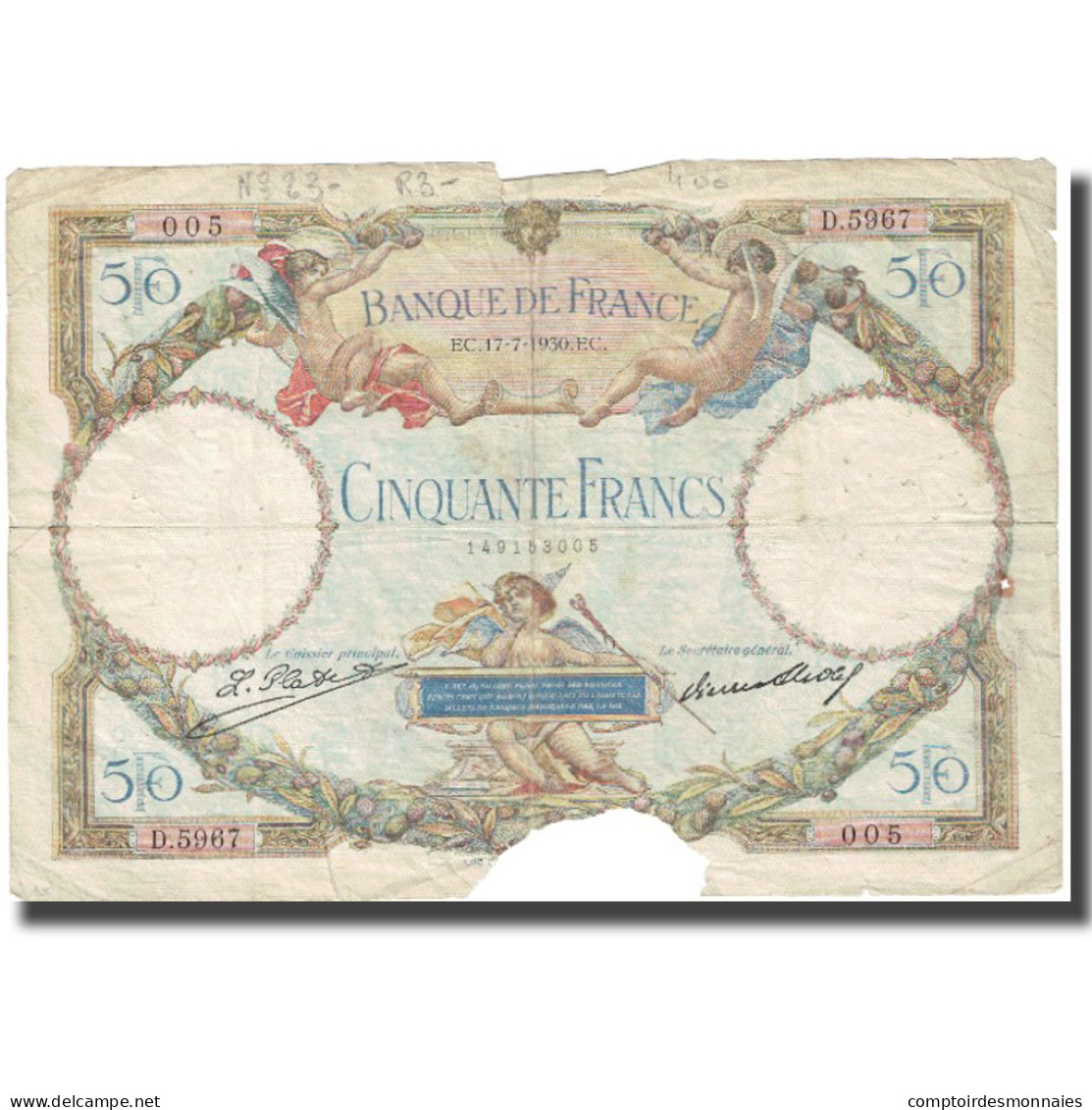 France, 50 Francs, Luc Olivier Merson, 1930, P. A.Strohl-G.Bouchet-J.J.Tronche - 50 F 1927-1934 ''Luc Olivier Merson''