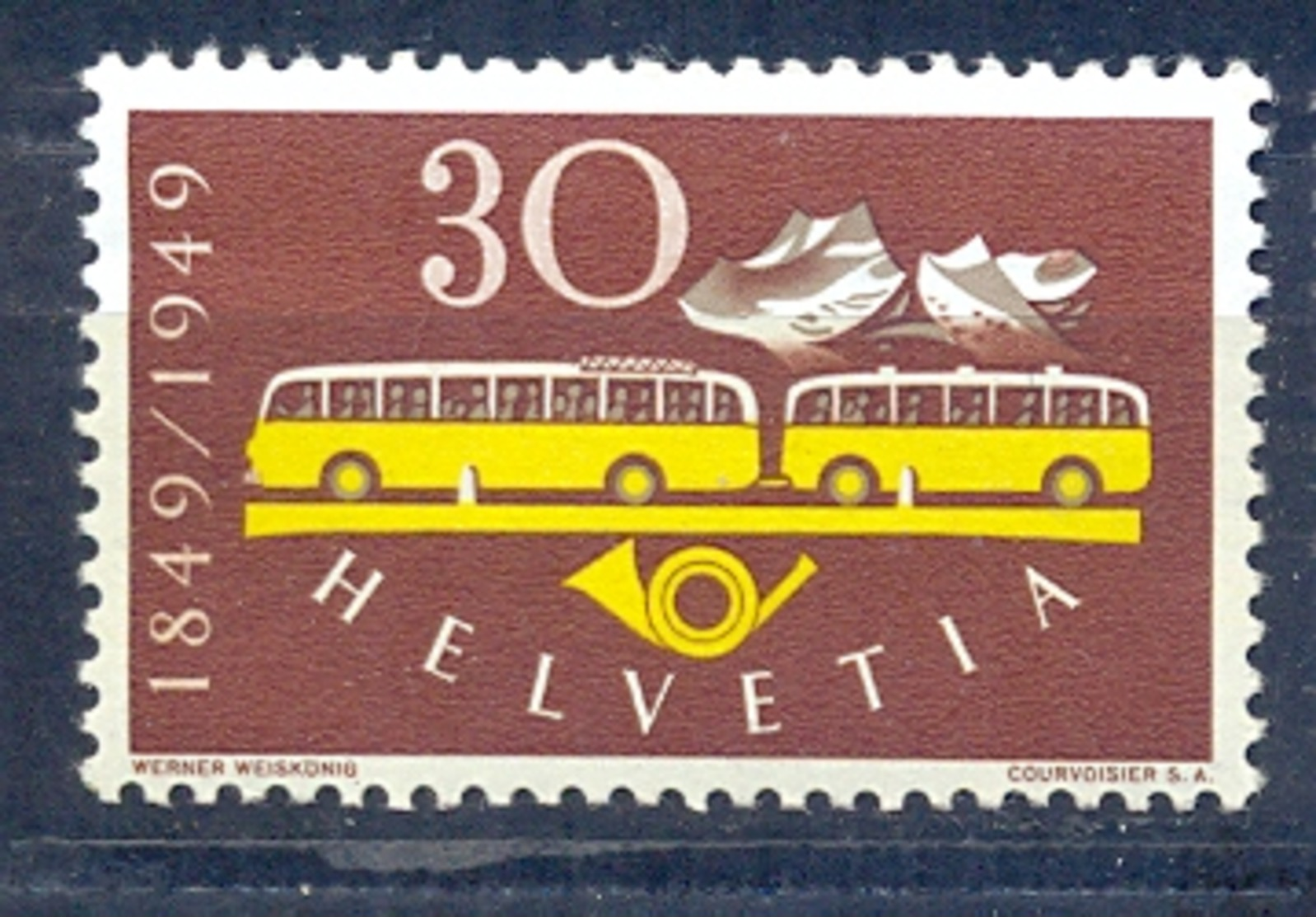 Switzerland  1949 Mi 521 / YT 473 TransportationTransport Bus - MNH** - Bus