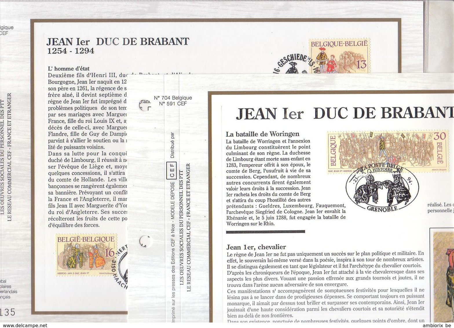 Carte Max 2552-54 - Jean 1er - Duc De Brabant - 1991-2000