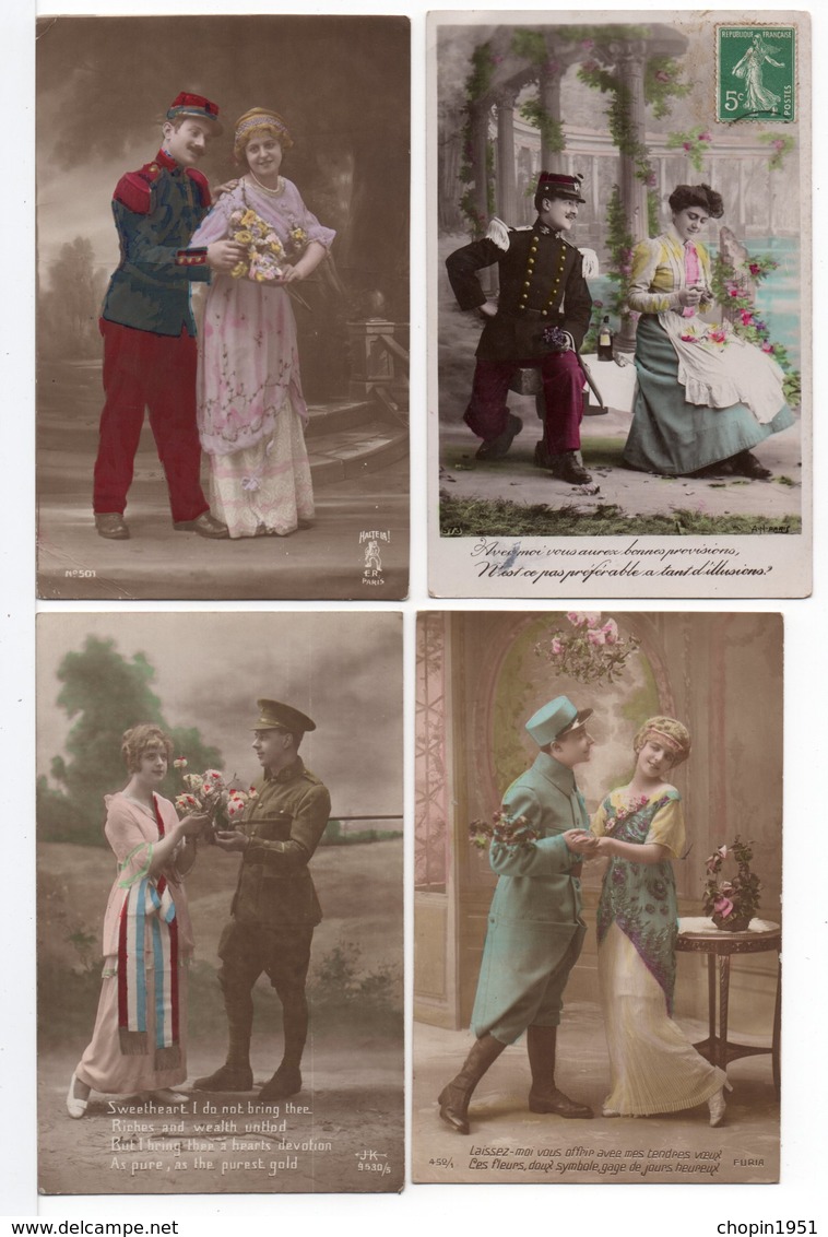 CPA - COUPLE / MILITAIRE- 12 Cartes - Couples