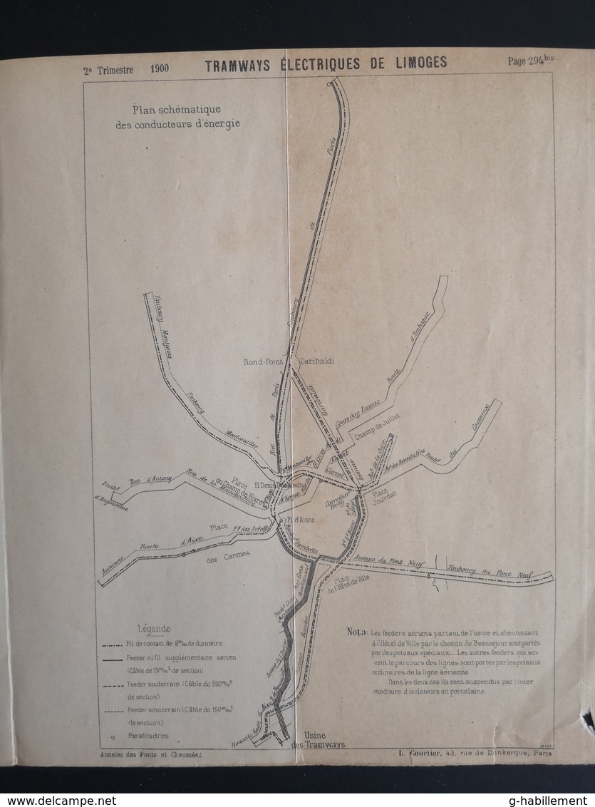 ANNALES DES PONTS Et CHAUSSEES (IDep 87) - Plan Des Tramways électriques De Limoges - Imp L.Courtier 1900 (CLF46) - Machines