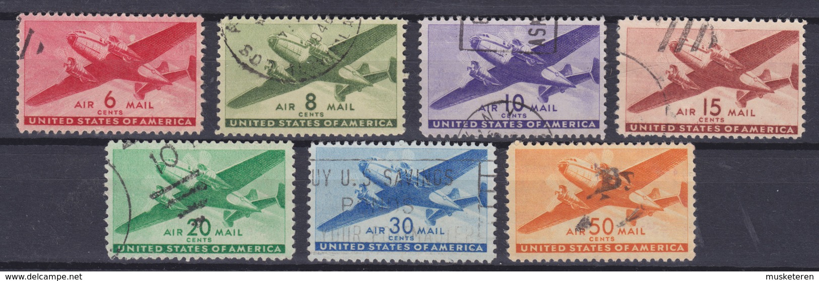 United States 1941 Mi. 500-06 Air Mail Postflugzeug Complete Set !! - 2a. 1941-1960 Gebraucht