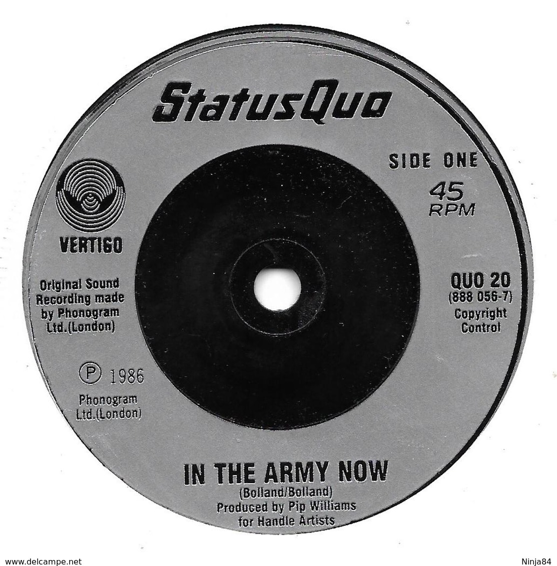 SP 45 RPM (7")   Status Quo "  In The Army Now  "  Angleterre - Rock