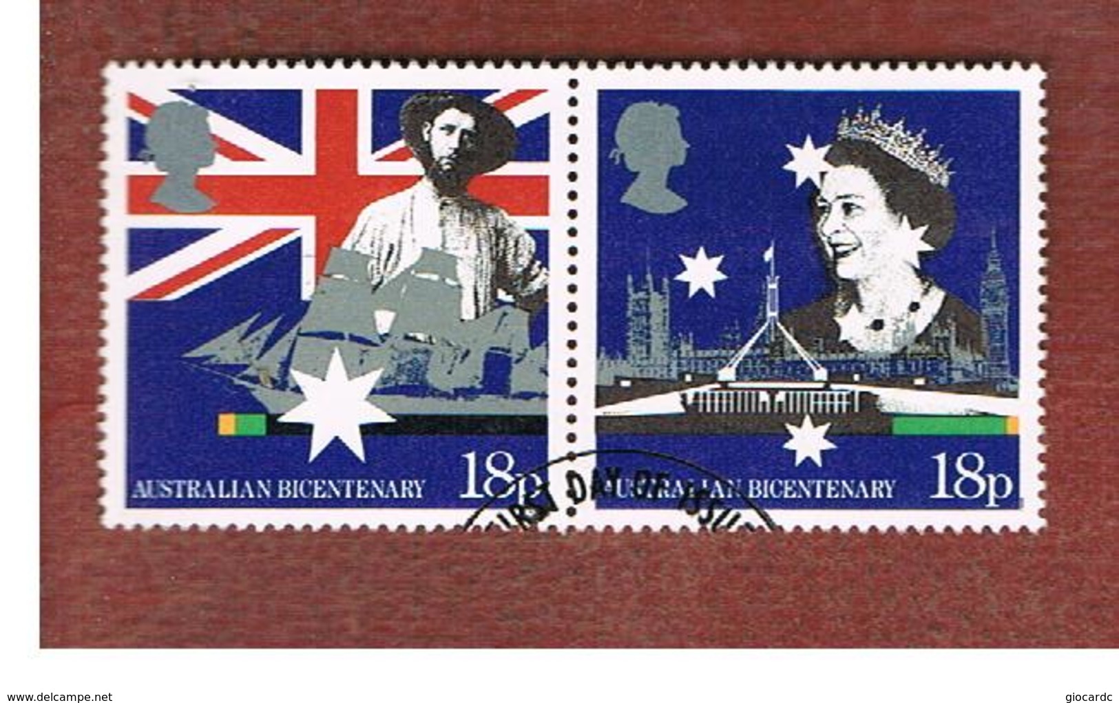 GRAN BRETAGNA (GREAT BRITAIN) - SG 1396a   -  1988 AUSTRALIAN SETTLEMENT (2 STAMPS SE-TENANT)   - USED - Usati