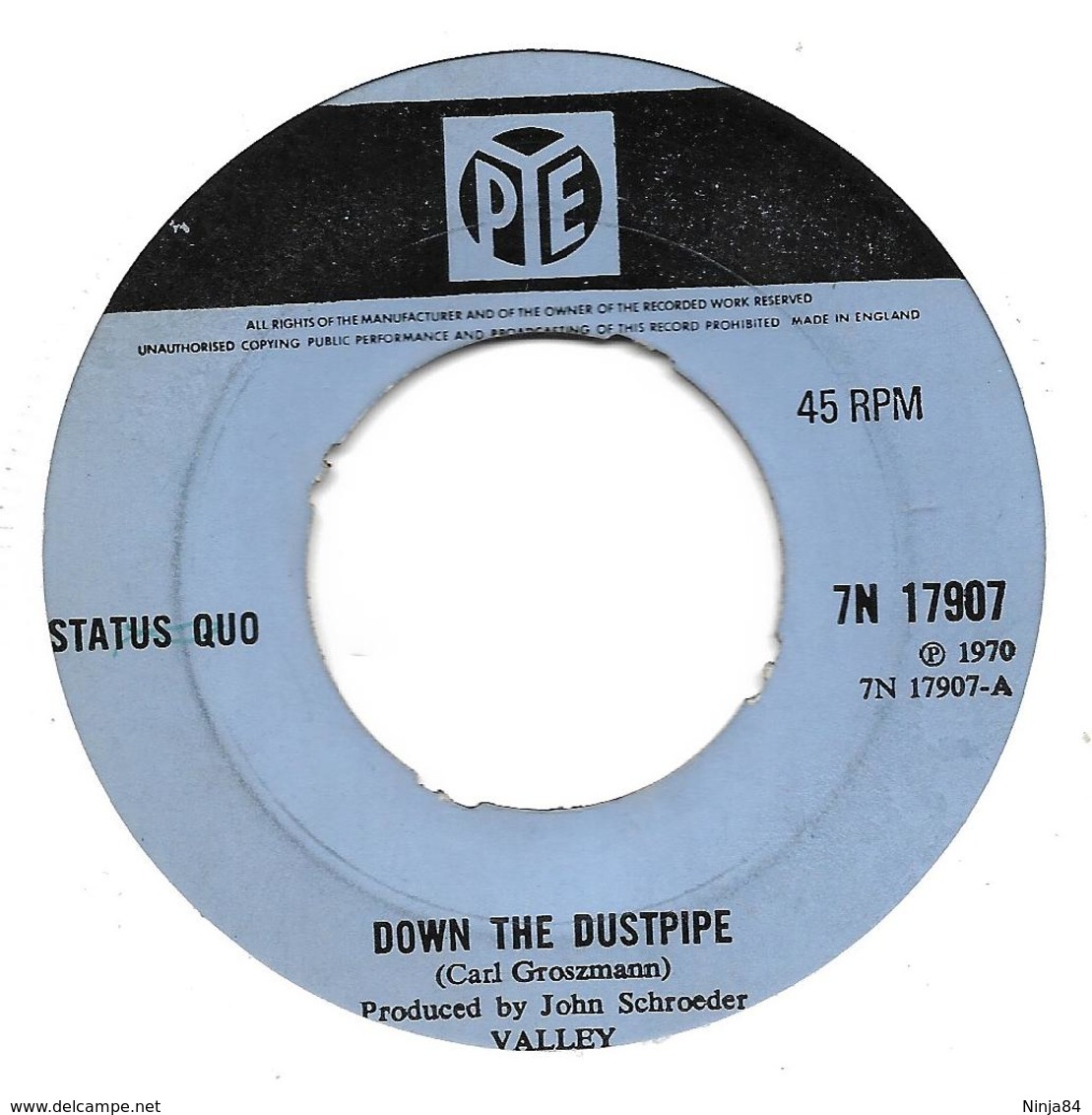 SP 45 RPM (7")   Status Quo "  Down The Dustpipe  "  Angleterre - Rock