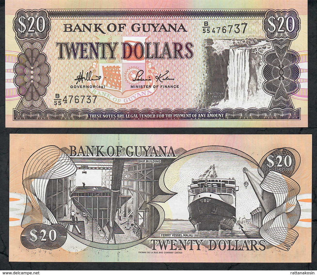 GUYANA P30d 20 DOLLARS 1996 #B/55 Signature 13 .Title :"GOVERNOR (ag) " UNC. - Guyana
