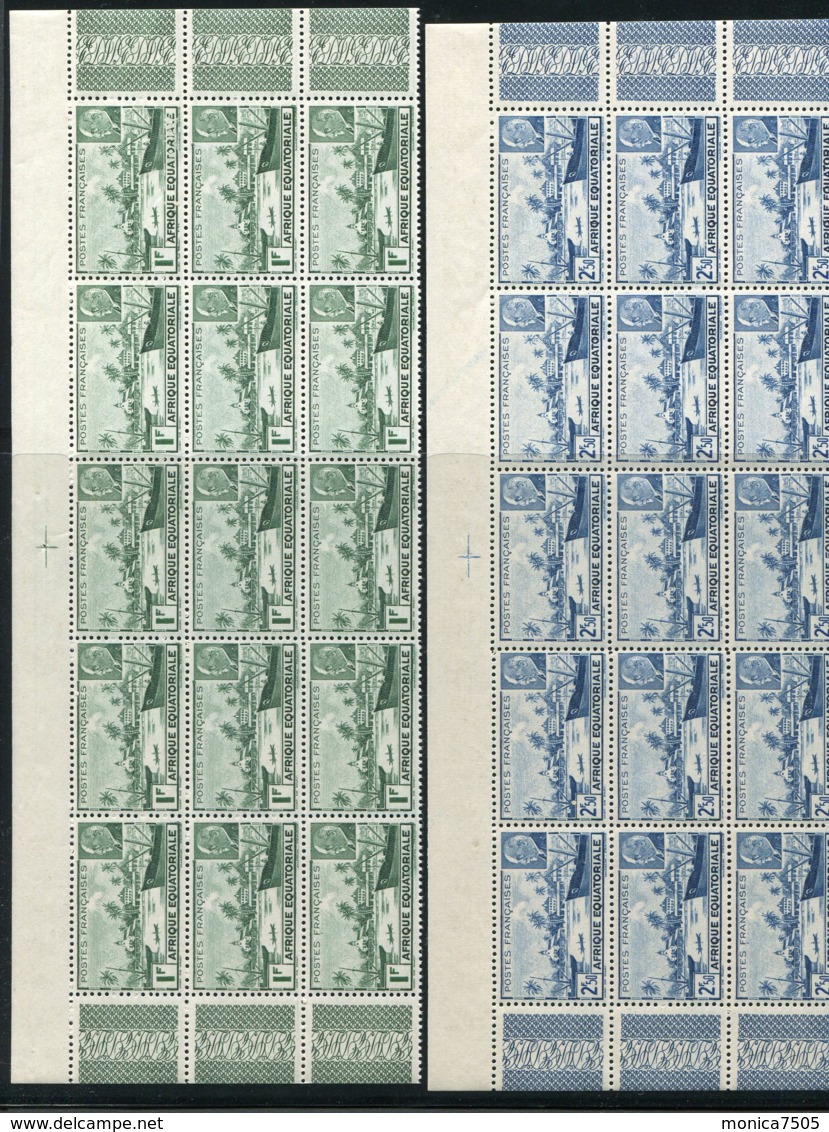 A.E.F ( POSTE ) Y&T  N°  90/91  EN  BLOCS  DE  15 ,  TIMBRES  NEUFS  SANS  TRACE  DE  CHARNIERE . - Neufs