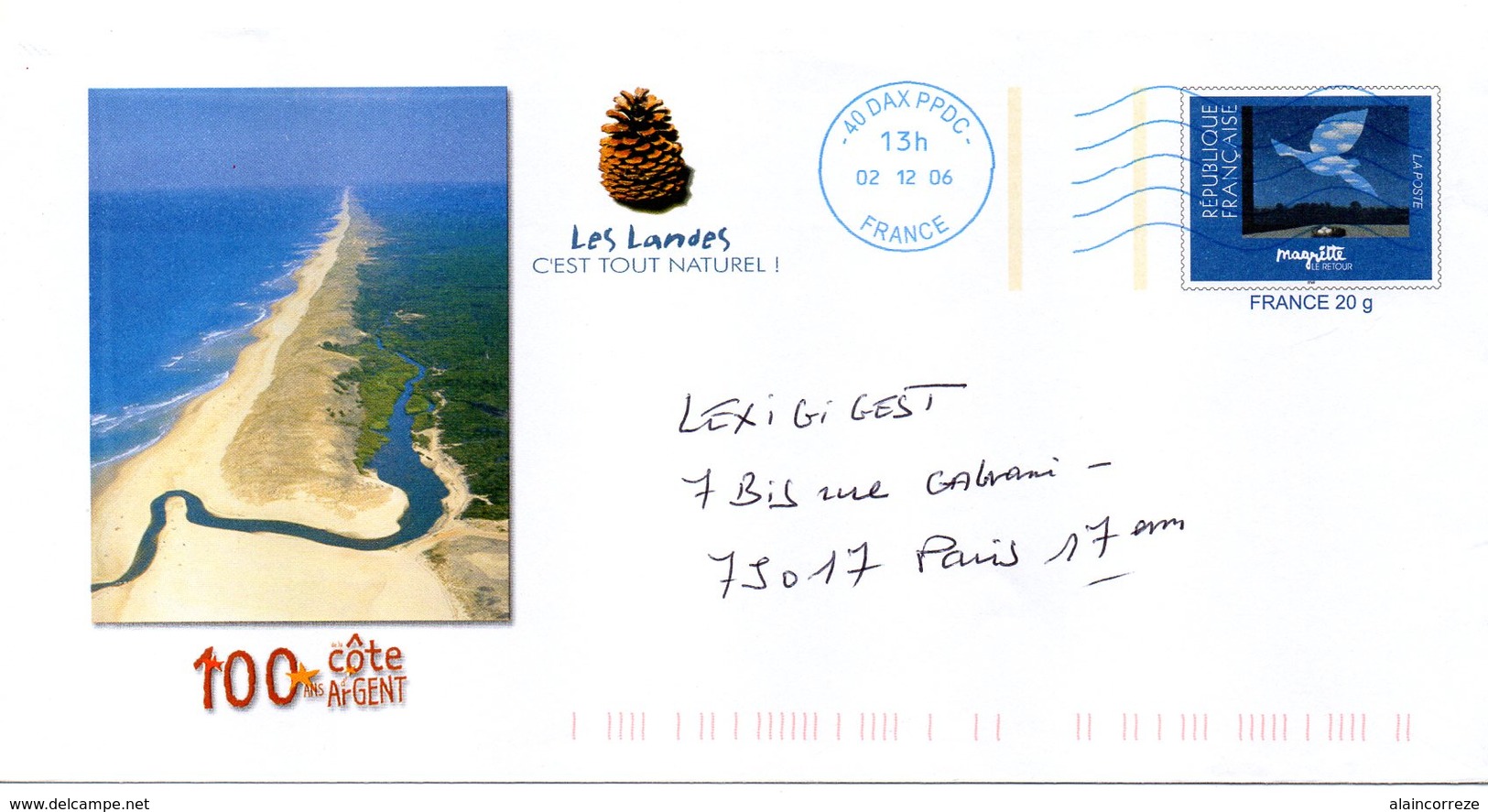 Entier Postal PAP Local Personnalisé Les Landes C'est Tout Naturel 100 Ans Côte D'argent. Plage. Magritte Pomme De Pin - PAP: Sonstige (1995-...)