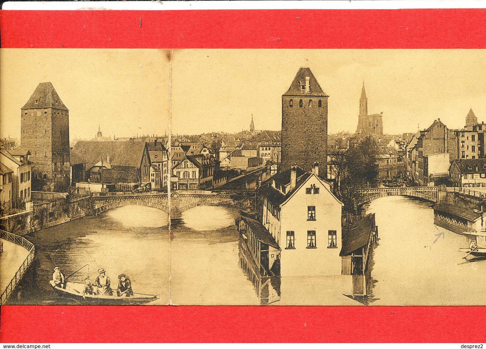 67 STRASBOURG Cpa Animée DOUBLE Panorama * Format Plié14 Cm X 9 Cm - Strasbourg