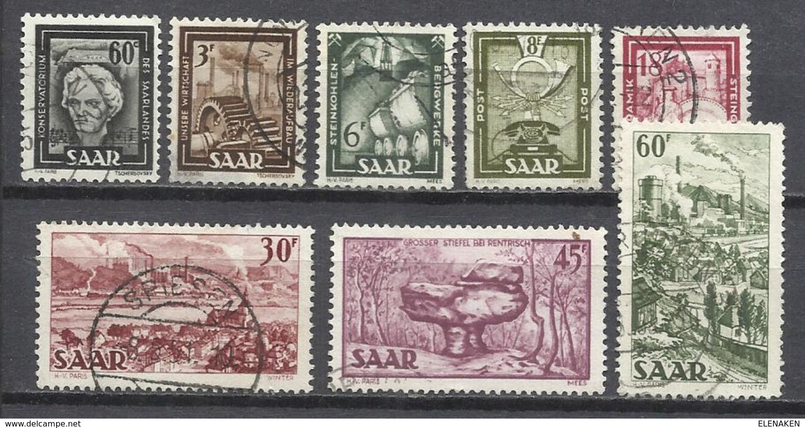 518-SELLOS DE ALEMANIA SAAR,TERRITORIO FRANCO ALEMAN SERIE 1951 Nº283/90.  SELLOS DE ALEMANIA CON DENOMINACION SARRE MON - Usados