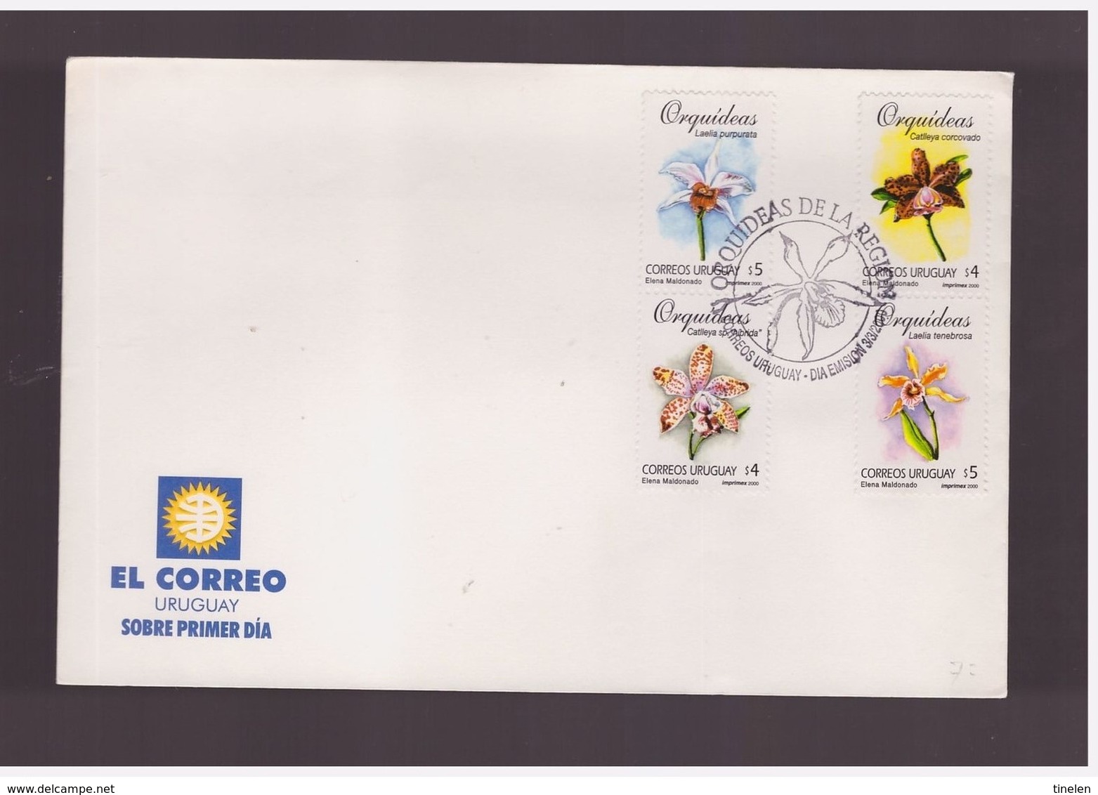 Uruguay - 3 3 2000 Fdc Orchidee - Orchidee